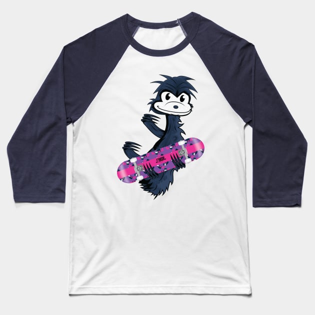 Sloth Style Skate Pink & Purple Baseball T-Shirt by TommyArtDesign